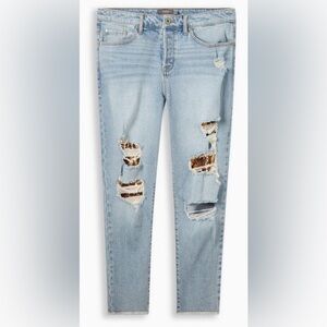 High-Rise Straight Vintage Stretch Mid-Rise Sequin Backed Jean